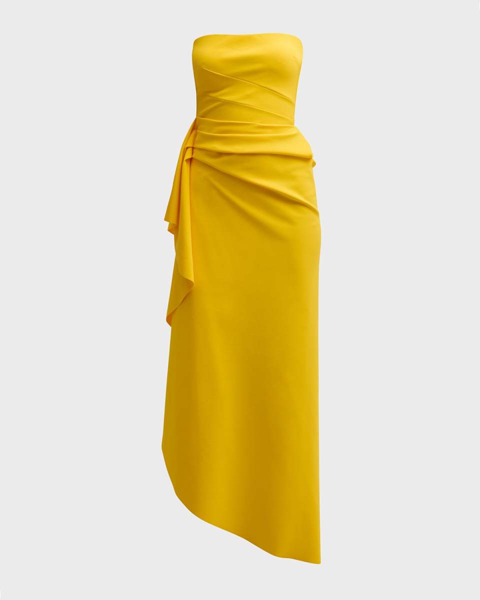 Glicheria Pleated Strapless Draped Gown